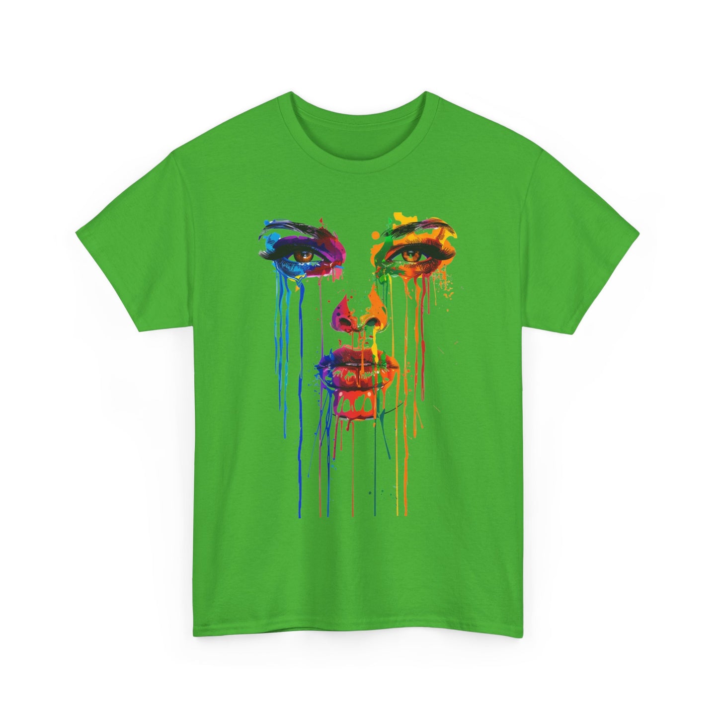 Artistic Rainbow Drip Unisex Heavy Cotton Tee | Vibrant Fashion for Self-Expression