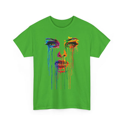 Artistic Rainbow Drip Unisex Heavy Cotton Tee | Vibrant Fashion for Self-Expression