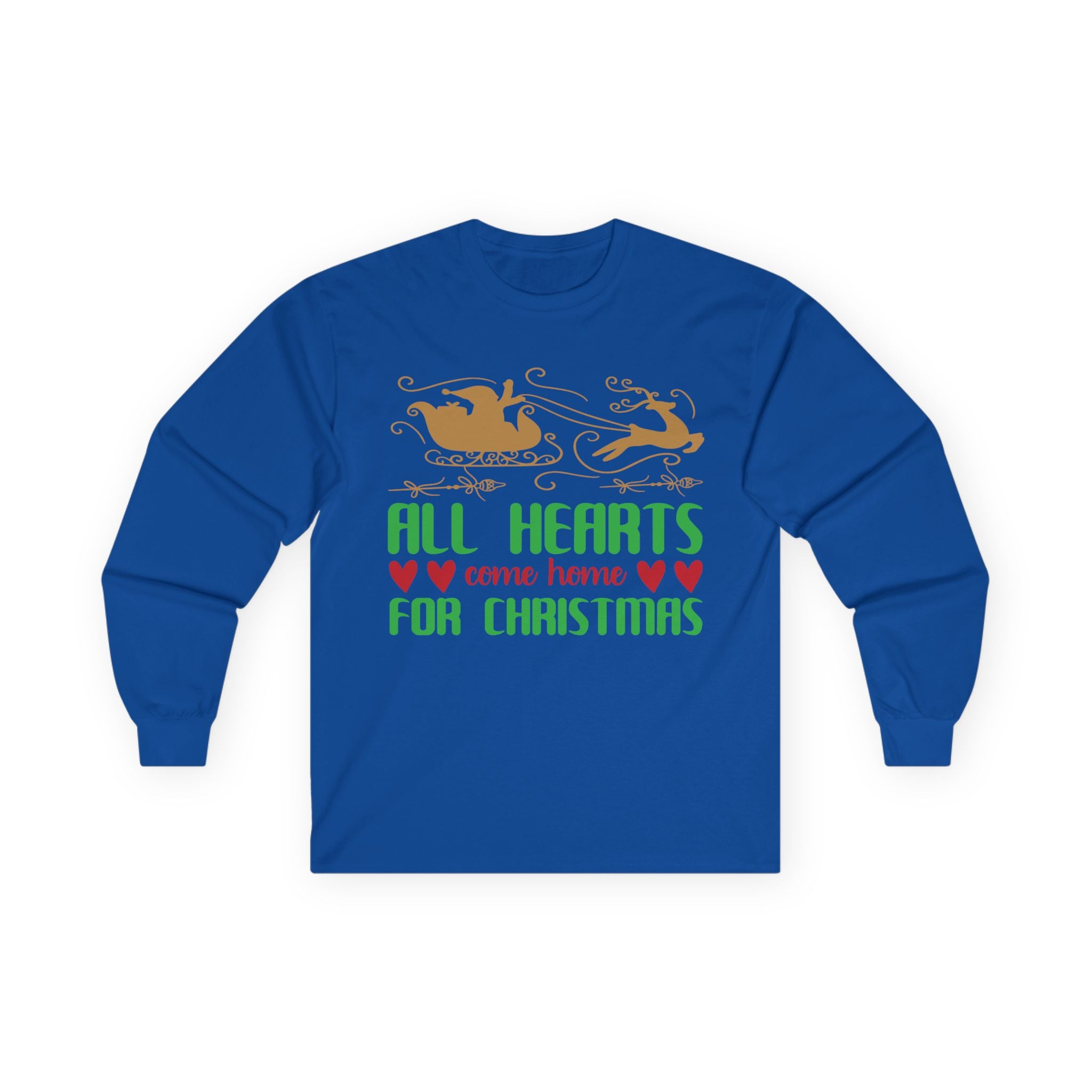 All Hearts Come Home Unisex Long Sleeve Tee, Cozy Holiday Shirt, Christmas Gift, Family Gathering Apparel, Winter Fashion
