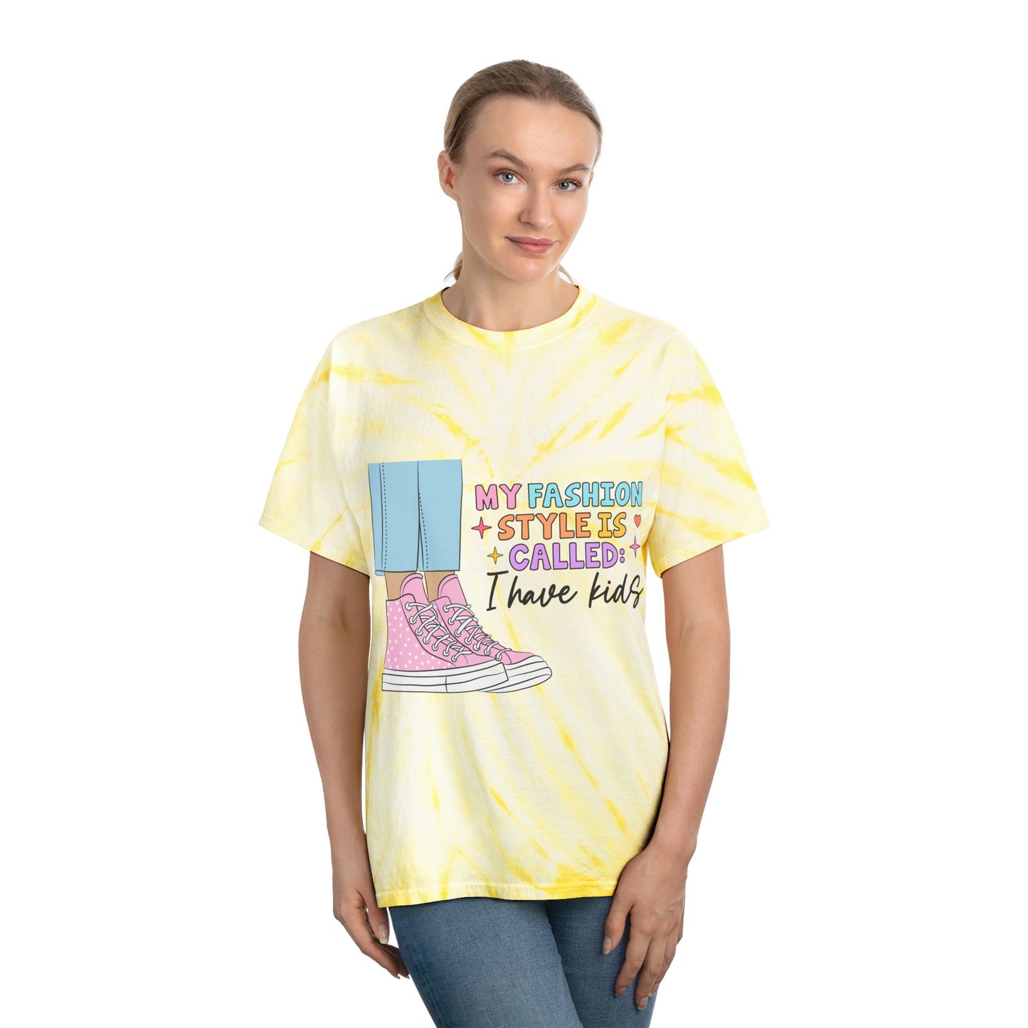 My Fashion Style Tie-Dye Tee for Moms - Bright Yellow Cyclone Design