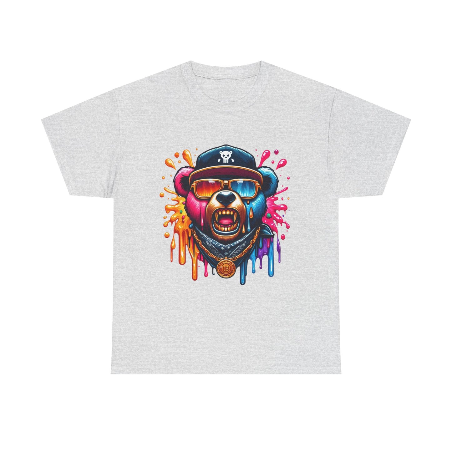 Vibrant Bear Graphic Unisex Heavy Cotton Tee - Casual Streetwear for Everyday Style