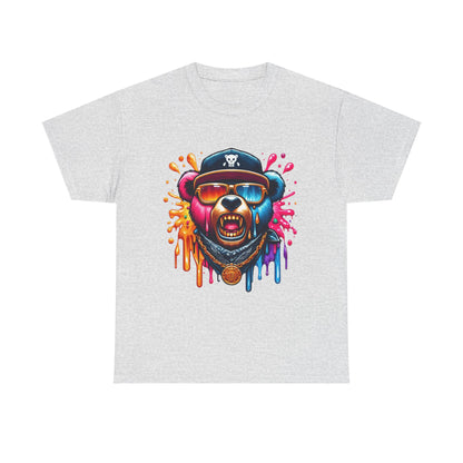 Vibrant Bear Graphic Unisex Heavy Cotton Tee - Casual Streetwear for Everyday Style