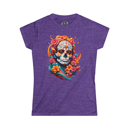 Colorful Day of the Dead Skull Women's Tee - Festival & Celebration Shirt