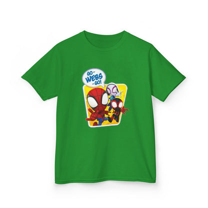 Spiderman Kids Heavy Cotton Tee - Playful Superhero Shirt for Young Fans