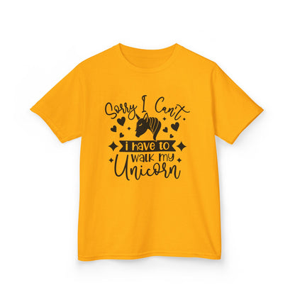 Funny Kids Unicorn Tee - "Sorry I Can't, I Have to Walk My Unicorn"