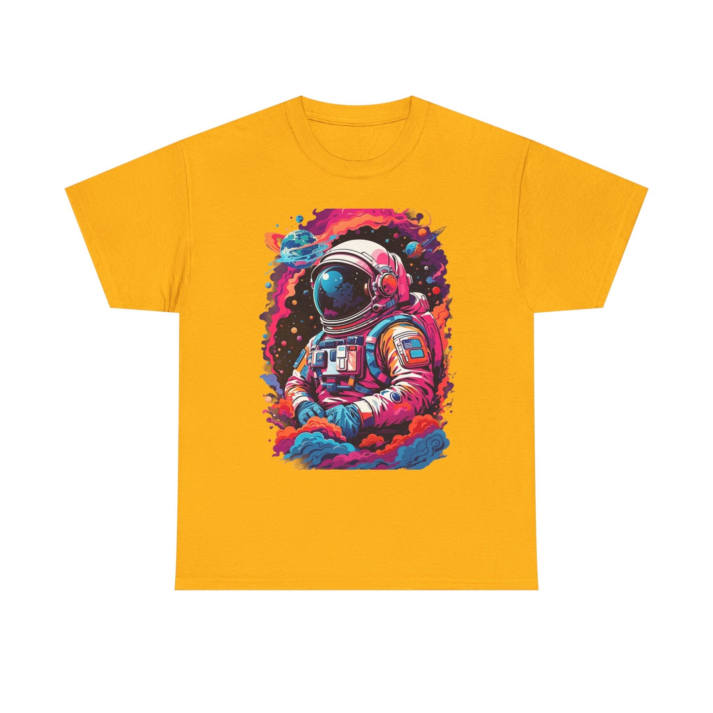 Cosmic Astronaut Unisex Heavy Cotton Tee - Galaxy Graphic T-Shirt