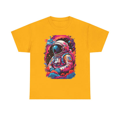 Cosmic Astronaut Unisex Heavy Cotton Tee - Galaxy Graphic T-Shirt