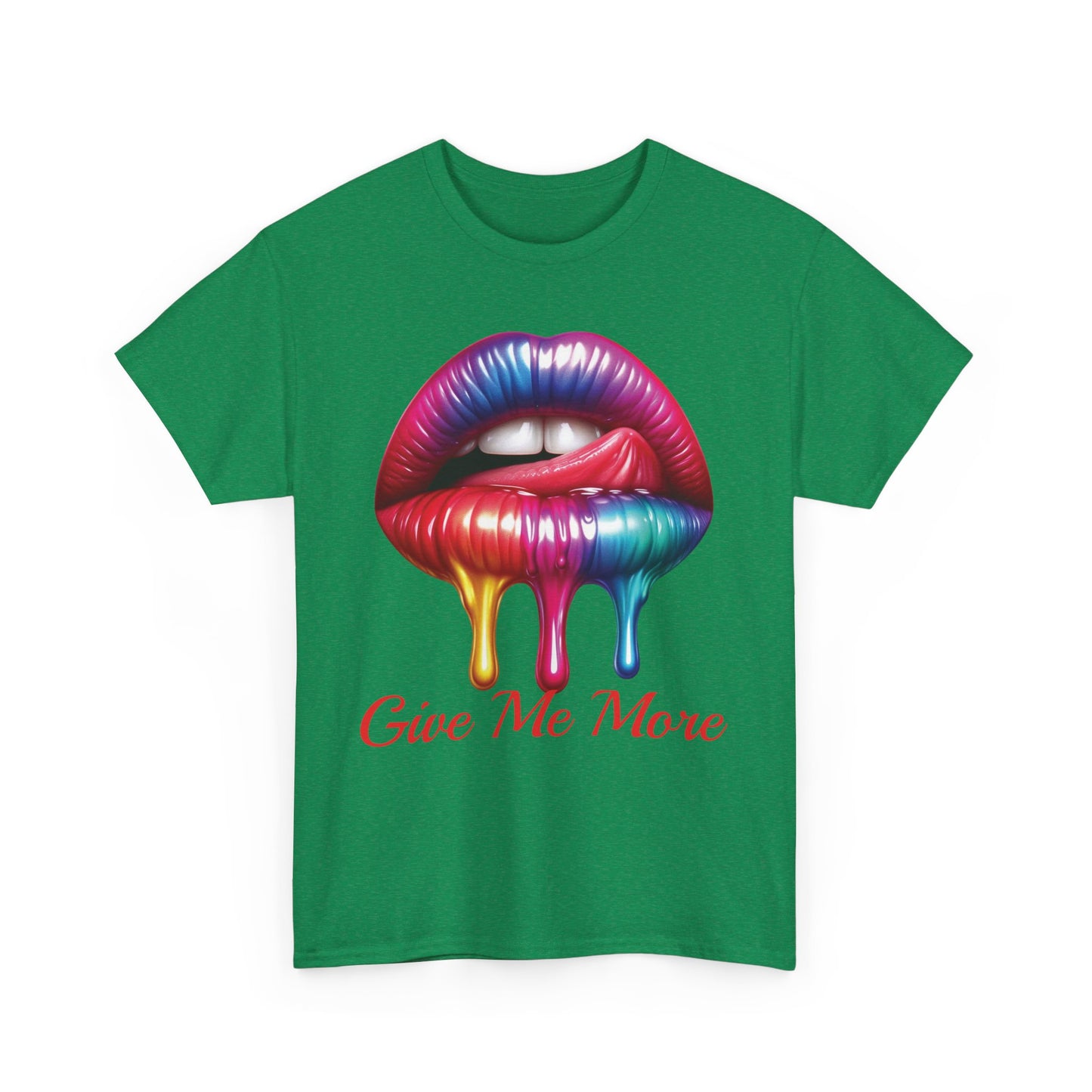 Rainbow Lips Graphic Unisex Heavy Cotton Tee - "Give Me More"
