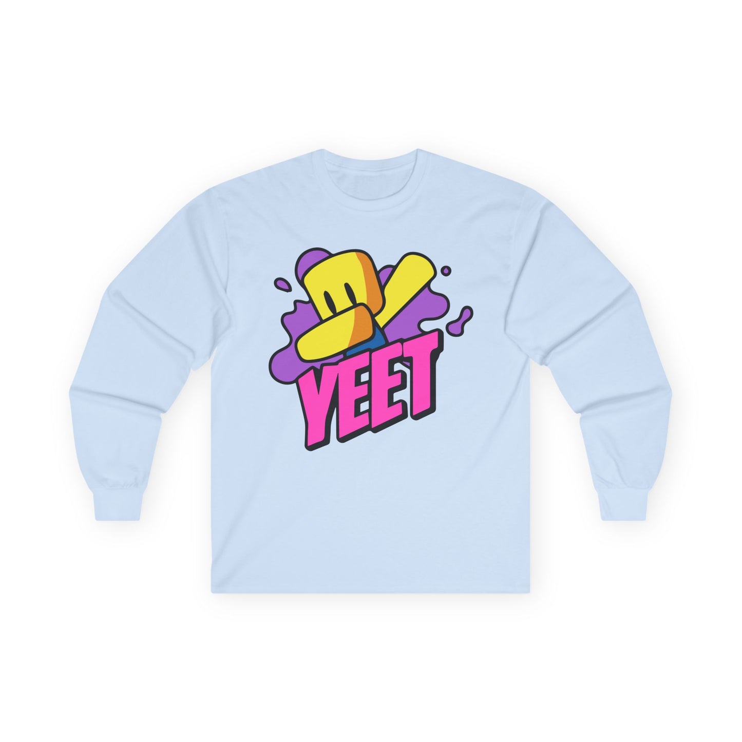 Yeet Graphic Long Sleeve Tee — Bold Cartoon Hat Streetwear