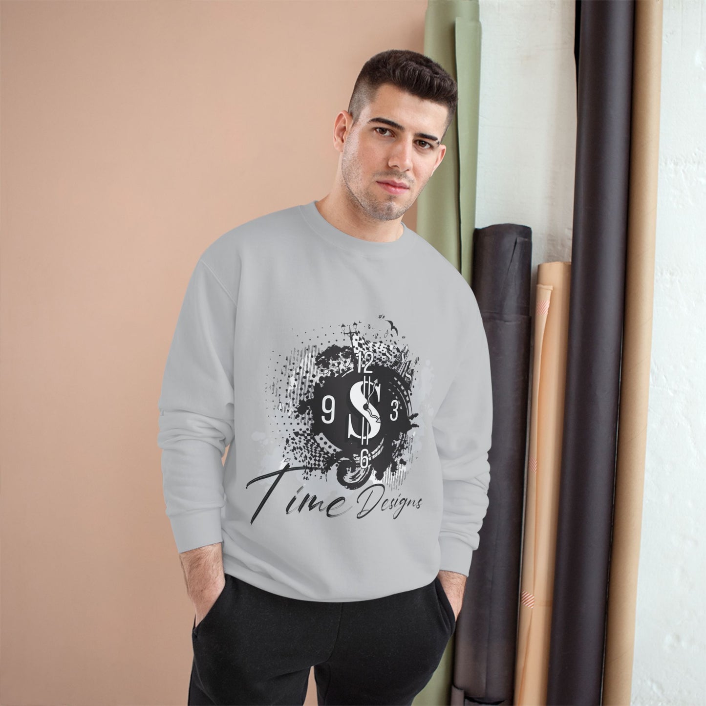 Stylish Graphic Champion Sweatshirt with Time Designs