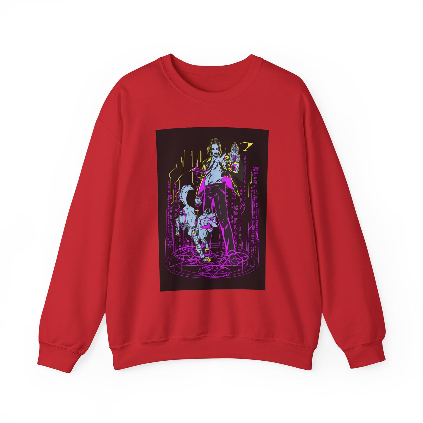 Crewneck Sweatshirt — Neon Cyberpunk Samurai Graphic