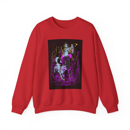 Crewneck Sweatshirt — Neon Cyberpunk Samurai Graphic