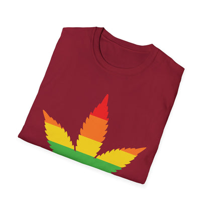 Rainbow Cannabis Leaf T-Shirt, Pride Shirt, LGBTQ+ Apparel, Gift for Cannabis Lovers, Summer Fashion, Unisex Tee