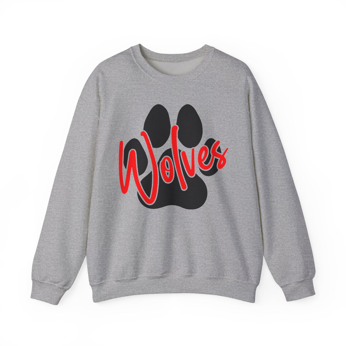 Wolves Paw Crewneck Sweatshirt — Red Script School Spirit