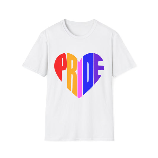 Pride Heart T-Shirt, LGBTQ Apparel, Unisex T-Shirt, Softstyle Tee, Gay Pride Shirt, Celebration Wear, Rainbow Love Tee