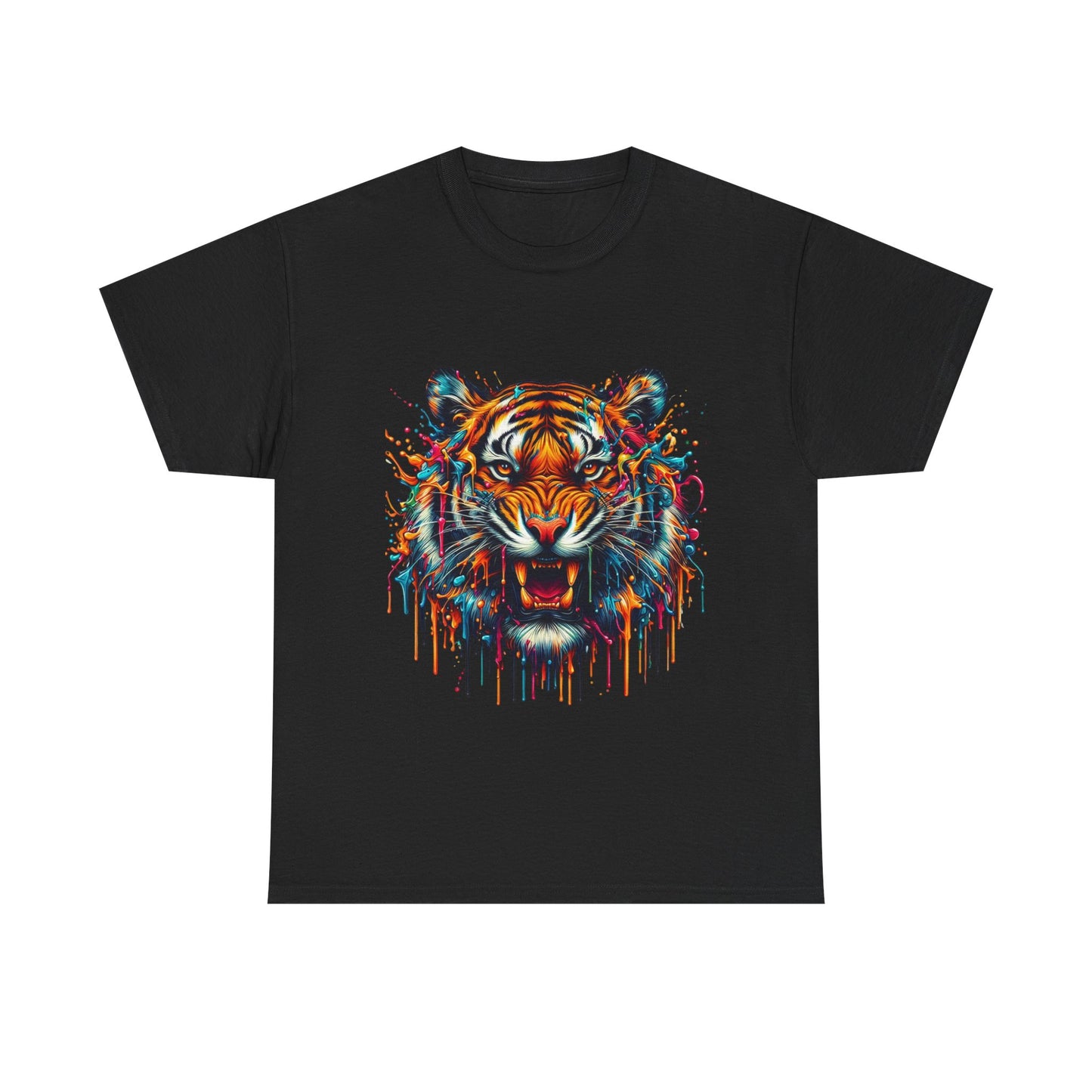 Fierce Tiger Unisex Heavy Cotton Tee - Vibrant Animal Graphic Shirt