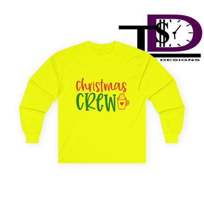 Christmas Crew Long Sleeve Tee, Holiday T-Shirt, Family Gathering Shirt, Winter Apparel, Festive Cotton Top