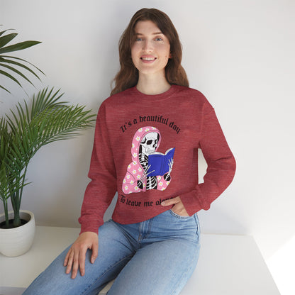 Unisex Heavy Blend™ Crewneck Sweatshirt - "It's a Beautiful Day to Leave Me Alone" Cozy Graphic