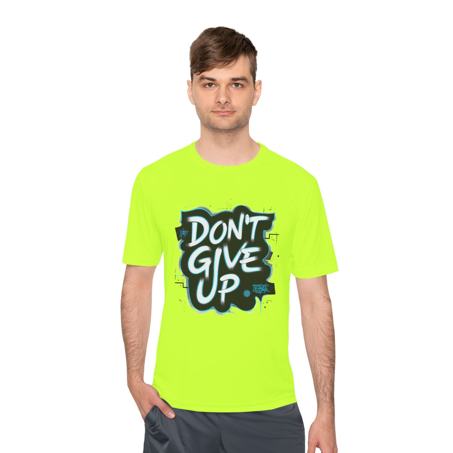 Motivational Wicking Tee – Don't Give Up, Gym Shirt, Fitness Apparel, Inspirational Top, Workout Gear, Casual Wear