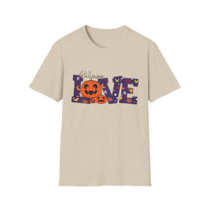 Halloween Love Graphic Tee, Unisex Softstyle T-Shirt for Fall, Halloween Party Shirt, Spooky Season Apparel, Gift for Pumpkin Lover