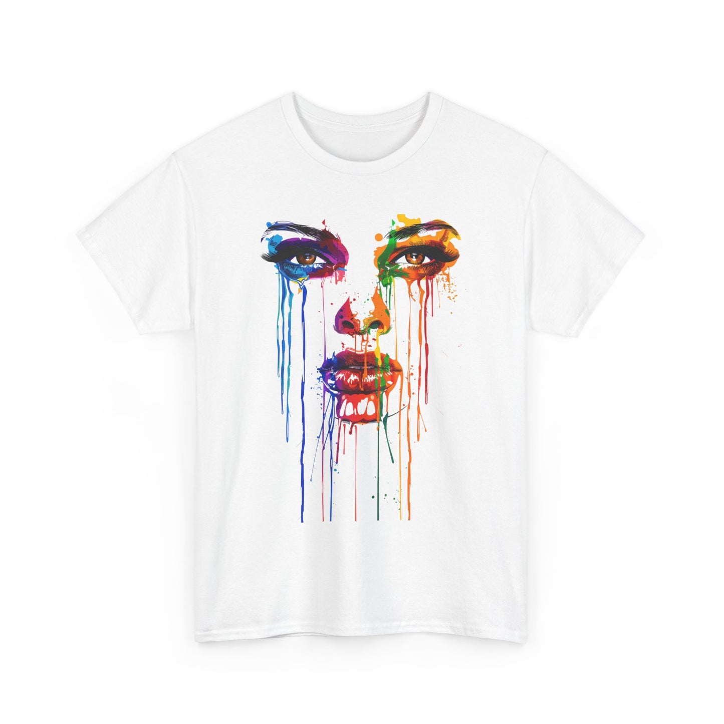 Artistic Rainbow Drip Unisex Heavy Cotton Tee | Vibrant Fashion for Self-Expression