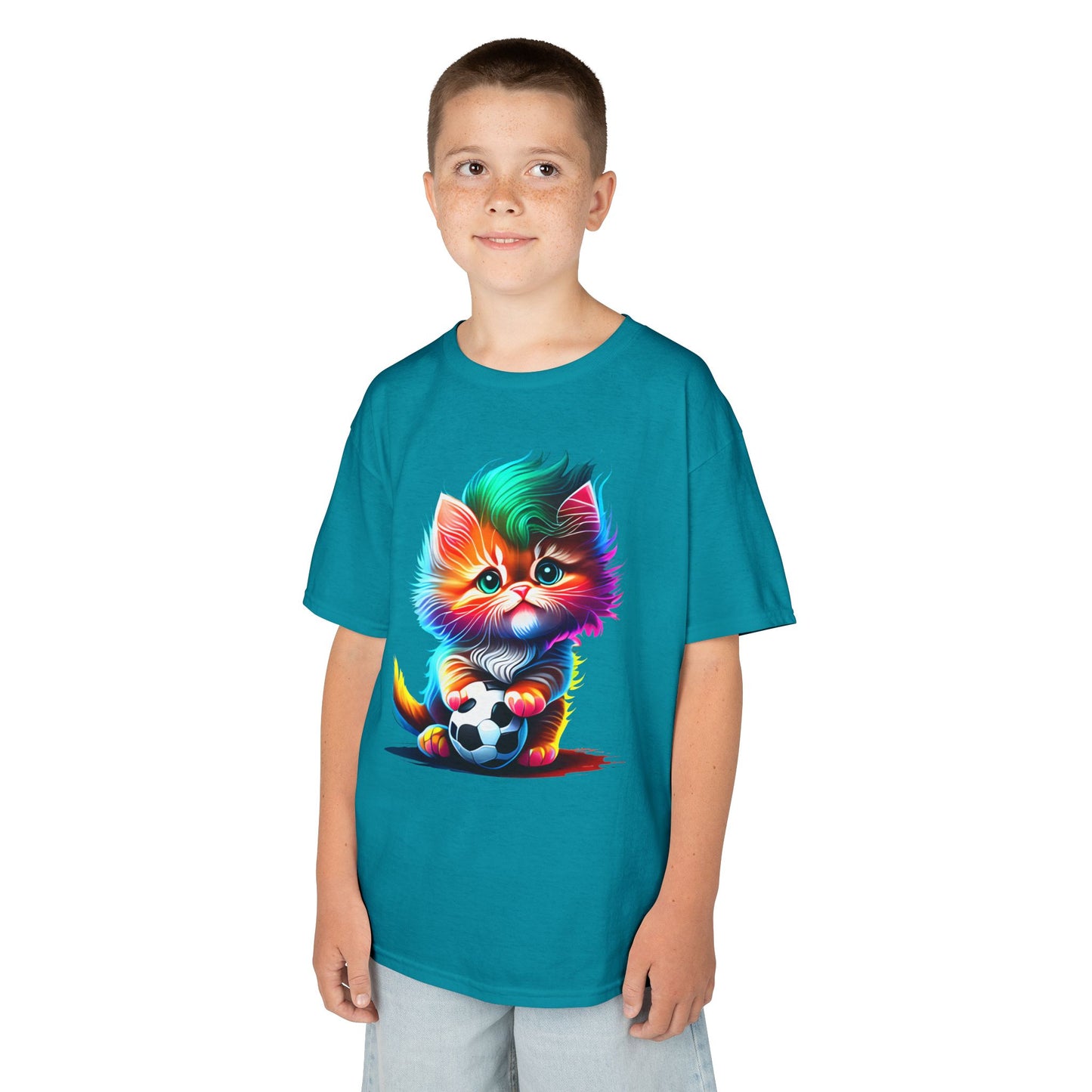 Colorful Cat Soccer Kids Heavy Cotton™ Tee