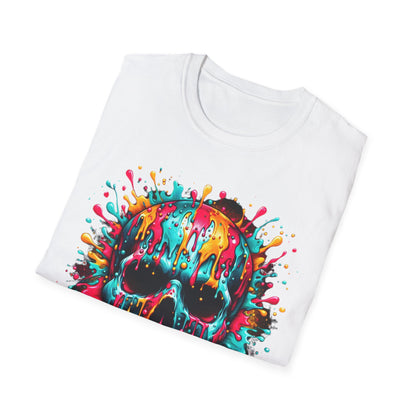 Colorful Drip Skull Unisex T-Shirt - Vibrant Graphic Tee for Art & Music Lovers