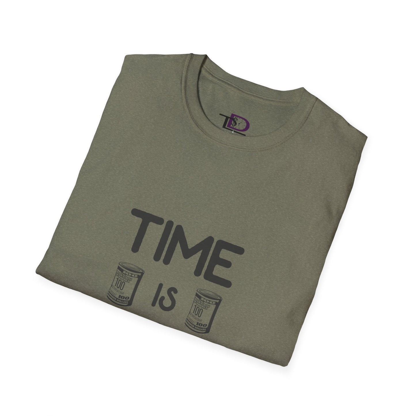 Inspirational Unisex Softstyle T-Shirt - "Time is Money" Statement Tee for Financial Motivators