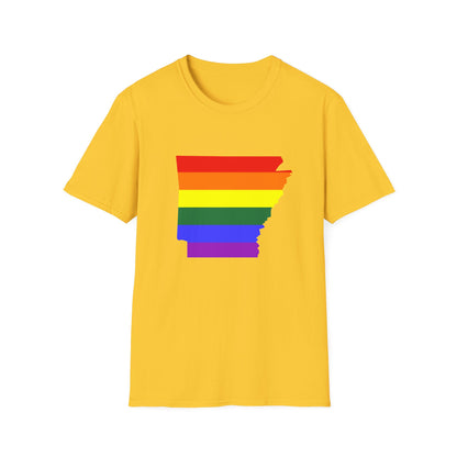 Pride Arkansas T-Shirt, Unisex Rainbow Tee, LGBTQ+ Apparel, Softstyle T-Shirt, Equality Shirt, Gift for Pride Month