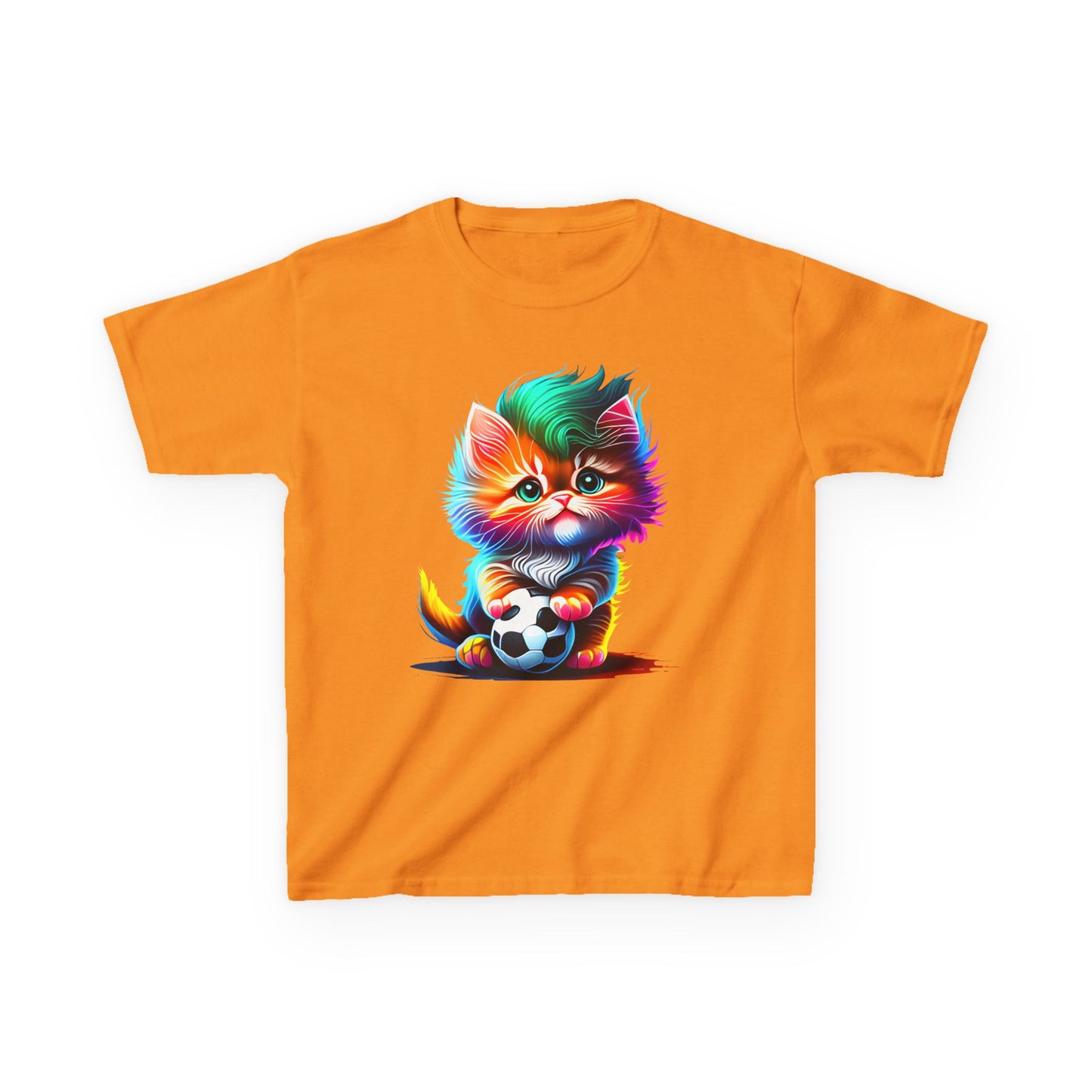 Colorful Cat Soccer Kids Heavy Cotton™ Tee