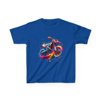 Kids' Motorcycle Graphic Tee - Vibrant Splash Design
