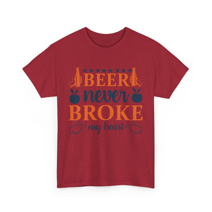 Beer Never Broke My Heart Tee, Funny Humor Shirt, Beer Lover Gift, Unisex Cotton T-Shirt, Party Apparel, Summer Fun