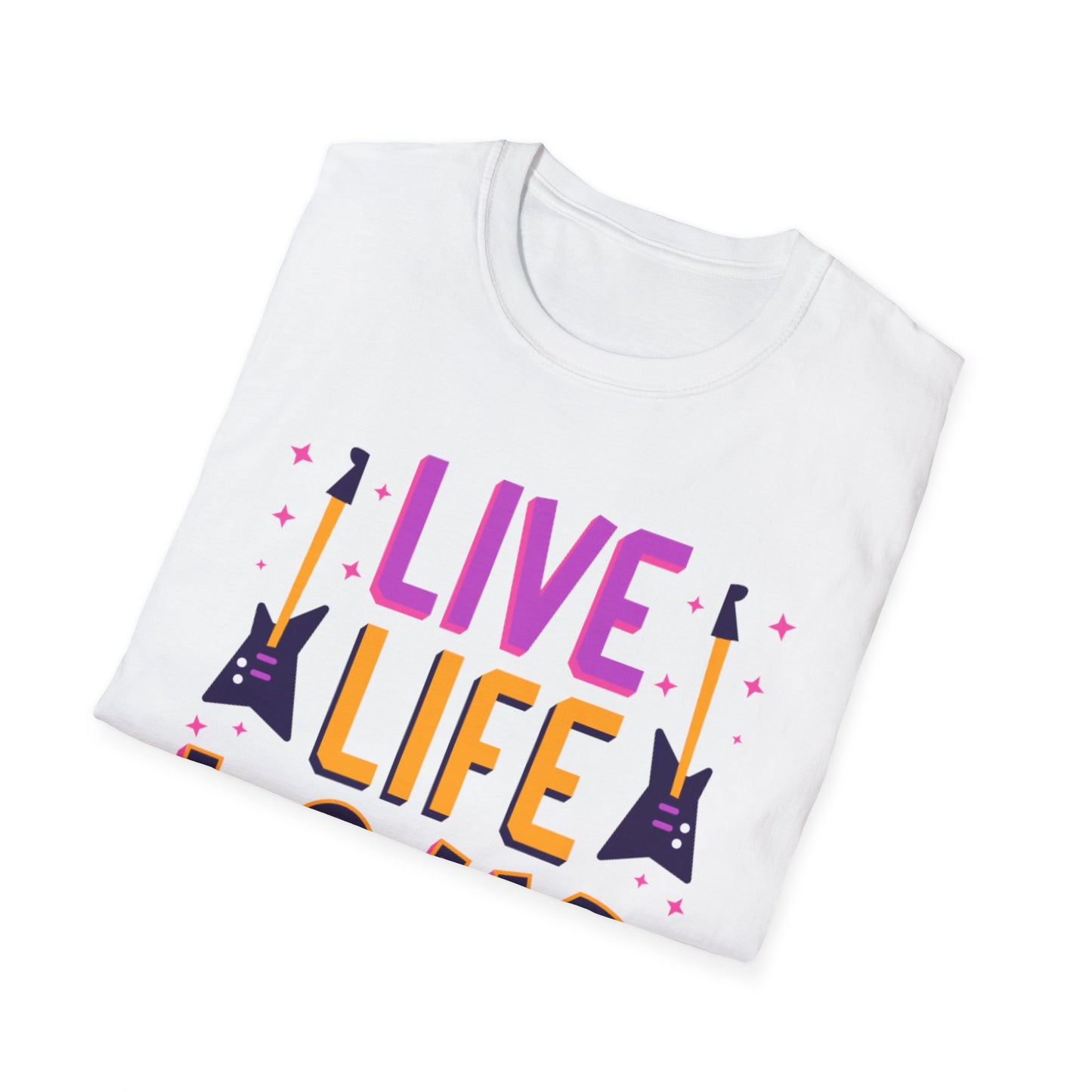 Live Life Loud Unisex Softstyle T-Shirt, Music Lover Gift, Concert Outfit, Rock Band Tee, Birthday Present, Festival Wear