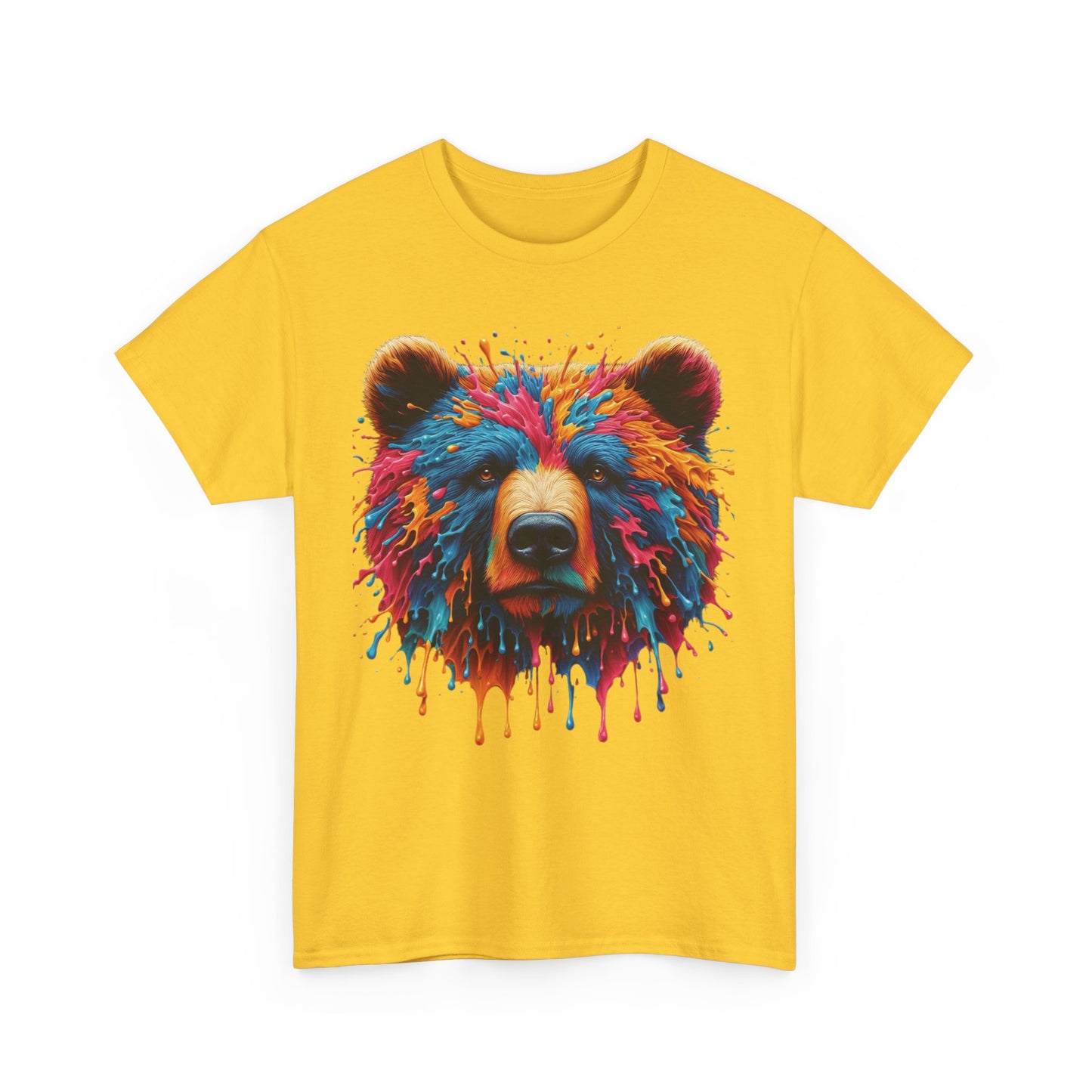 Colorful Bear Art Unisex Heavy Cotton Tee - Vibrant Graphic T-Shirt for Nature Lovers