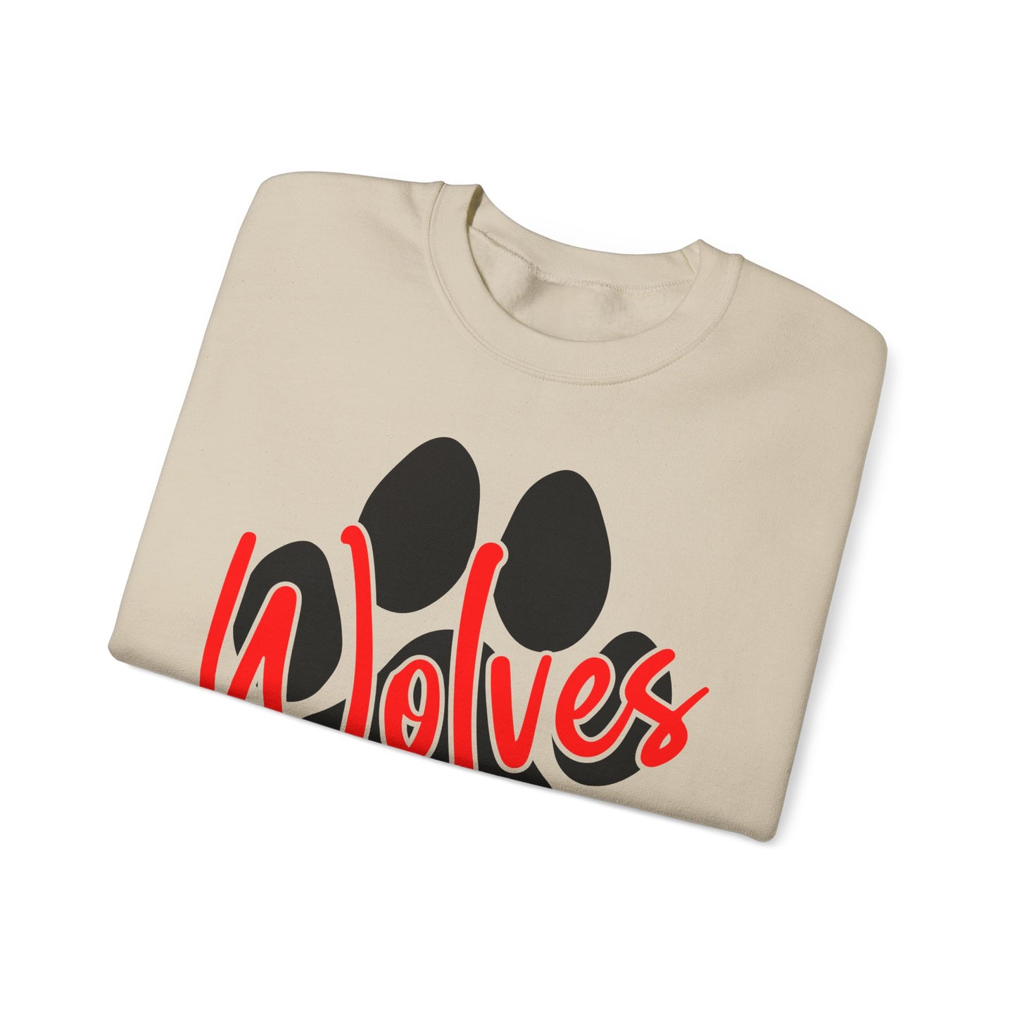 Wolves Paw Crewneck Sweatshirt — Red Script School Spirit