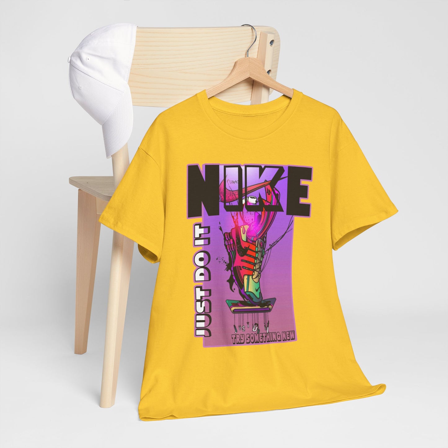 Vintage-Style Nike Unisex Heavy Cotton Tee - Just Do It Graphic Shirt