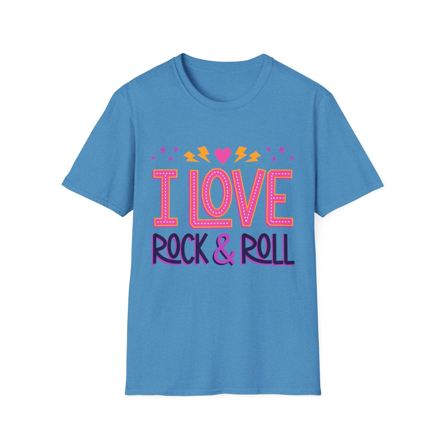 I Love Rock & Roll Unisex Softstyle T-Shirt - Vintage Music Tee, Concert Outfit, Music Lover Gift, Festival Shirt, Casual Everyday Wear