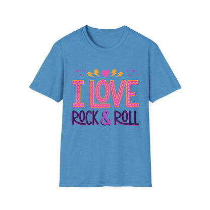 I Love Rock & Roll Unisex Softstyle T-Shirt - Vintage Music Tee, Concert Outfit, Music Lover Gift, Festival Shirt, Casual Everyday Wear