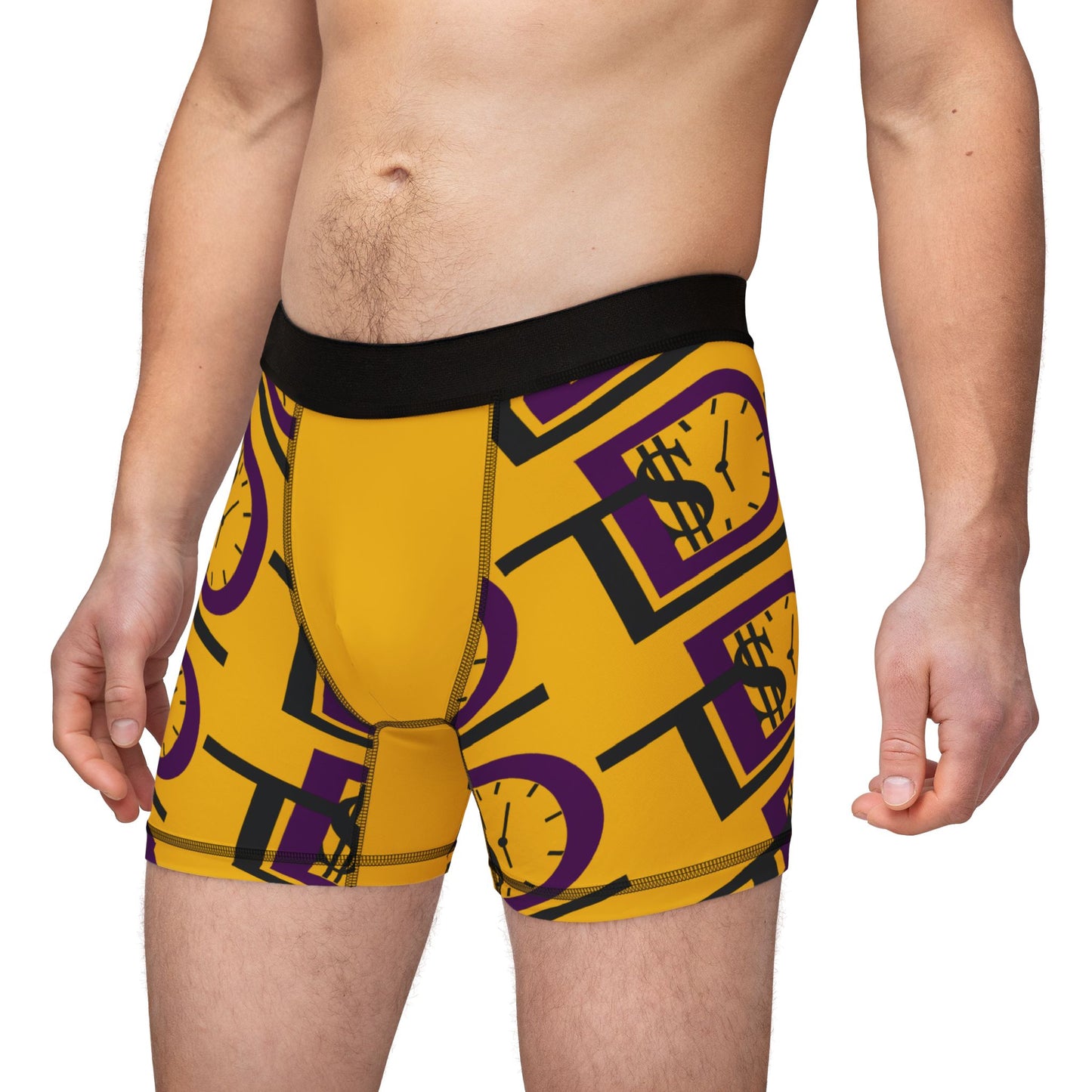 Stylish Men's Boxers with Clock and Dollar Design - Perfect for Everyday Comfort