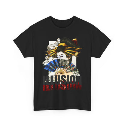 Unisex Heavy Cotton Tee - Illusion Design - Artistic Fan Graphic Tee for Casual Wear