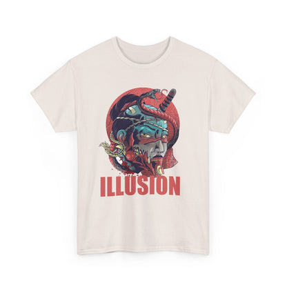 Artistic Unisex Heavy Cotton Tee - 'ILLUSION' Graphic Design