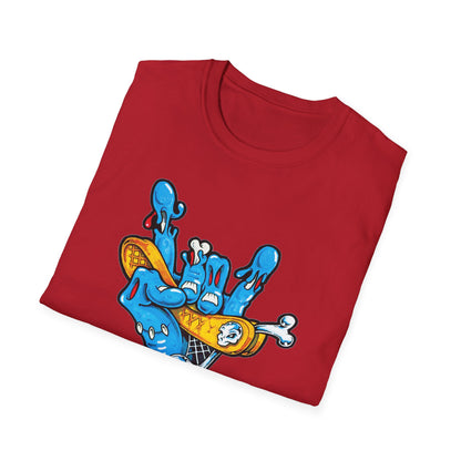 Street Art Unisex Softstyle T-Shirt with Colorful Skateboard Design