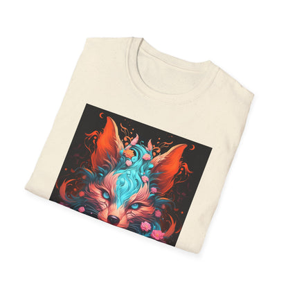 Vibrant Fox Floral Unisex Softstyle T-Shirt