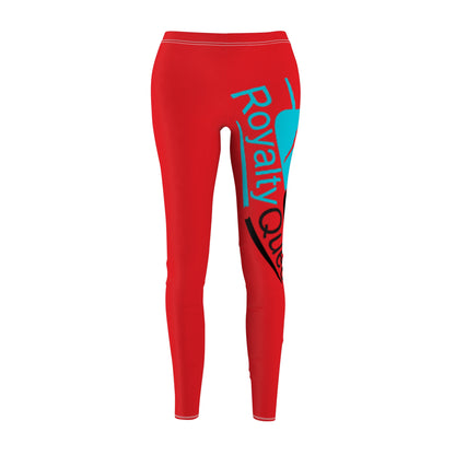 Royalty Queen Casual Leggings for Women - Bold Red and Aqua Design