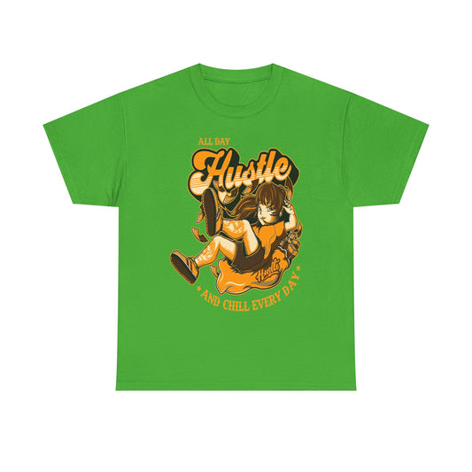 All Day Hustle Unisex Heavy Cotton Tee - Chill Vibes Graphic Tee