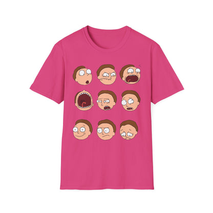 Funny Expressions Unisex Softstyle T-Shirt - Emotive Cartoon Faces