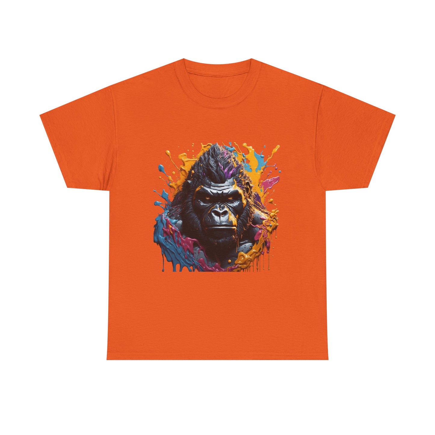 Colorful Gorilla Art Unisex Heavy Cotton Tee - Bold Graphic Tee for Animal Lovers