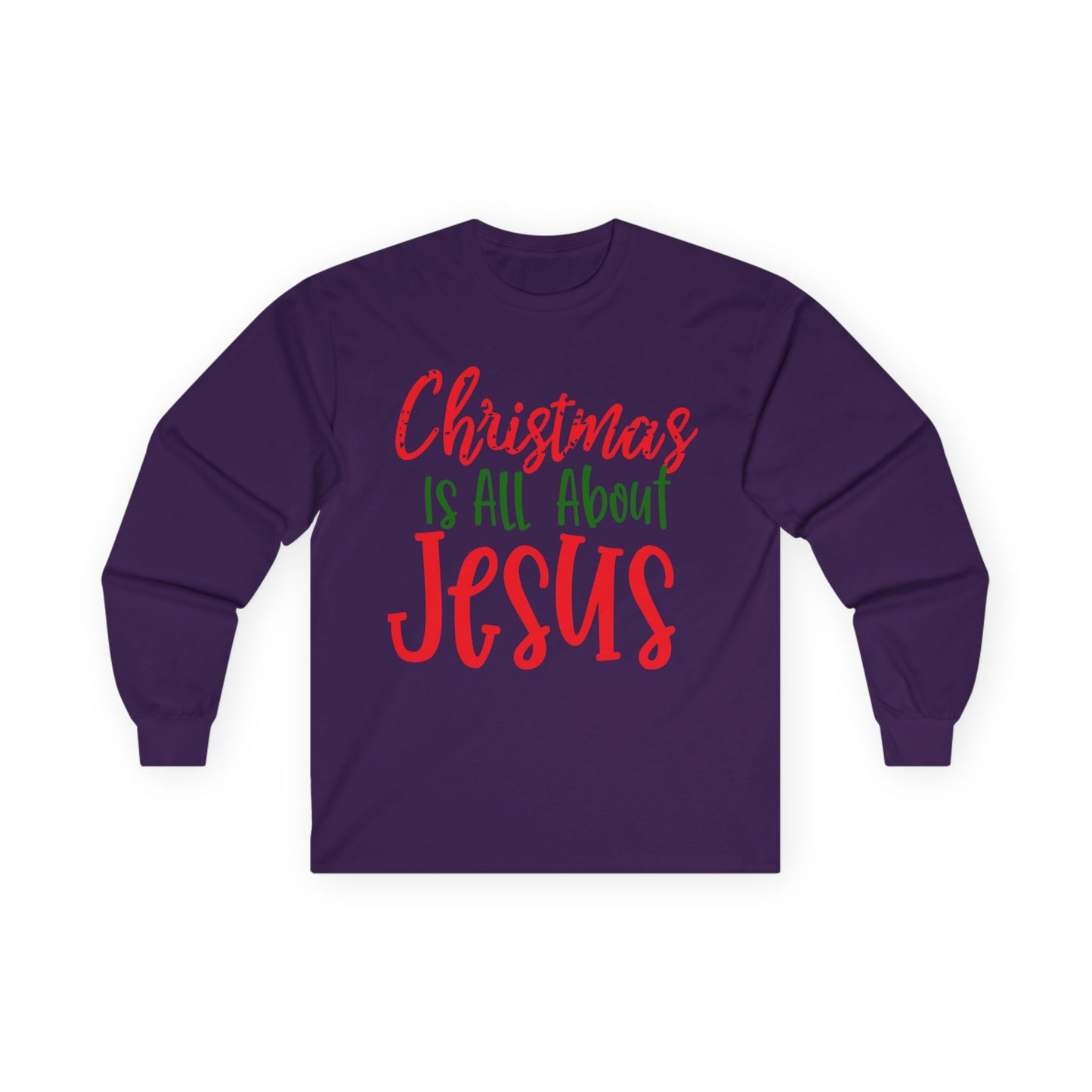 Christmas Jesus Long Sleeve Tee, Unisex Cotton Holiday Shirt, Religious Gift, Faith-Based Apparel, Church Activities, Family Gatherings