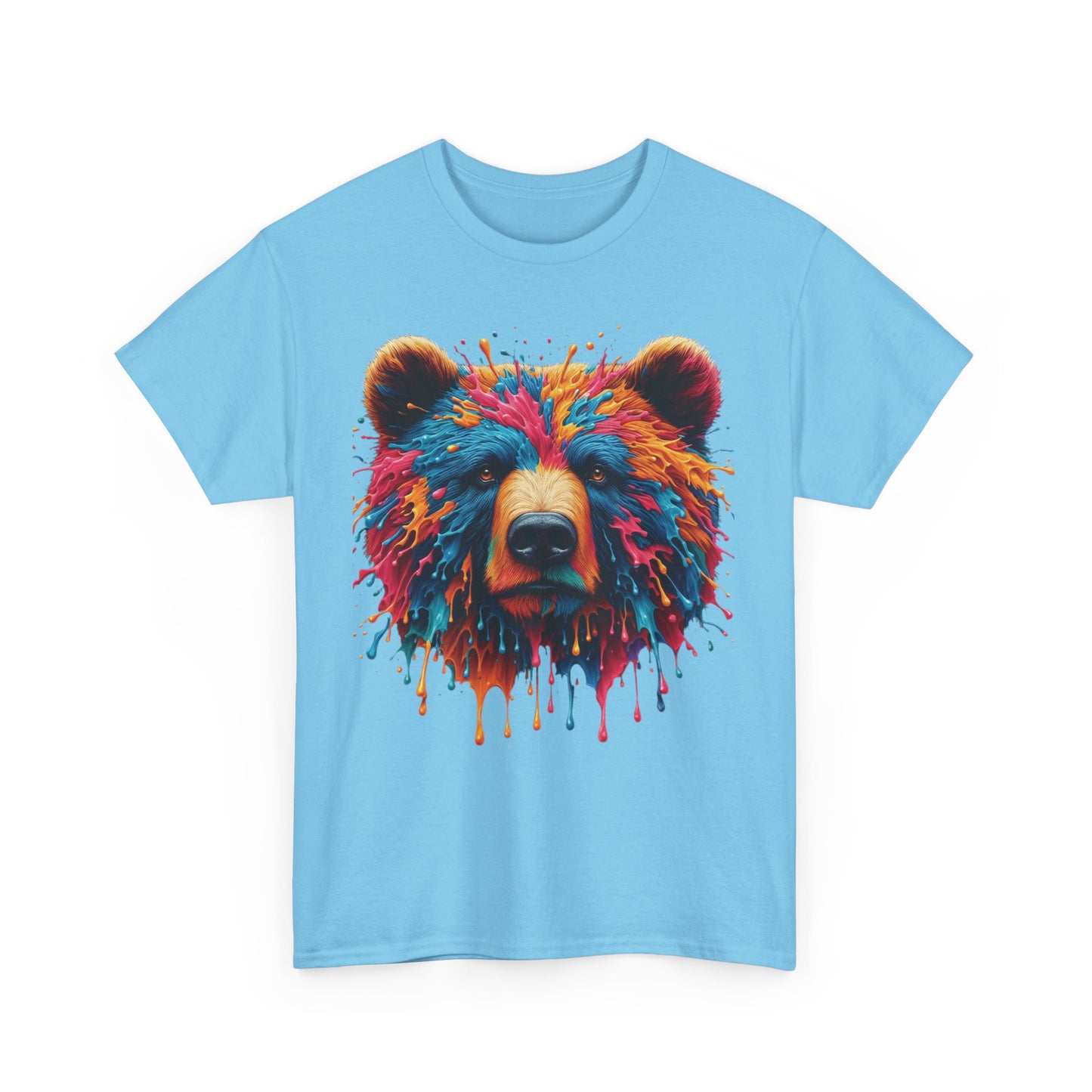 Colorful Bear Art Unisex Heavy Cotton Tee - Vibrant Graphic T-Shirt for Nature Lovers