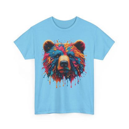 Colorful Bear Art Unisex Heavy Cotton Tee - Vibrant Graphic T-Shirt for Nature Lovers